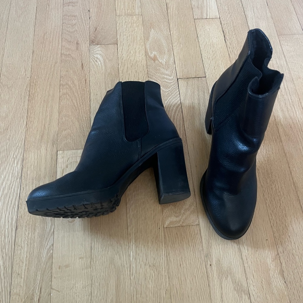 Black Ankle Boots with Block Heel